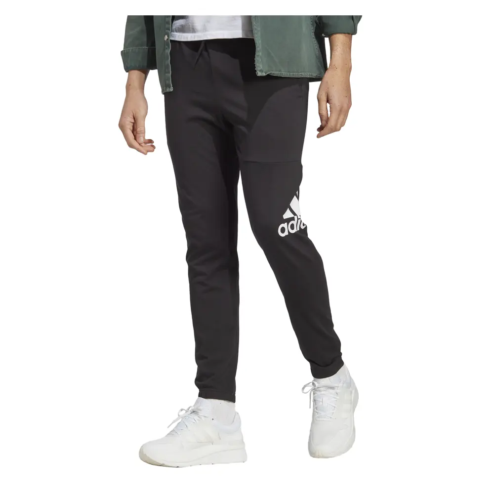 adidas Mens Essentials Single Jersey Tapered Badge Of Sport Joggers Training Casual - Black