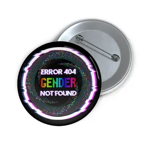 Error 404 Gender Not Found pinback button agender pride fashion accessory