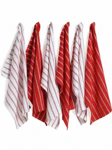 LANE LINEN Cotton Stripe Cleaning Kitchen Set - 4/6/12 Packs (18x28in) Linen Hand Towels, Dish Towels, Dishcloths, Hand Napkins, Super Absorbent, Soft, Quick-Drying, Long-Lasting Reusable, Ideal Household Gift