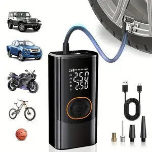 Portable Lithium Battery Bike Pump, Digital Pressure Gauge, 150psi, LED Light, Wireless Cordless Handheld Tire Inflator Tool, Tire Inflation Pump for Car, Motorcycle, Bicycle