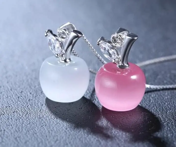 Apple Pendant Necklace - Beautiful Crystal Gift, Teacher, Fruit