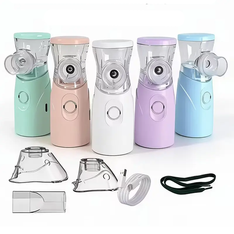 Portable Handheld Atomizer Inhaler - Rechargeable Battery 40-50 Mins, Adjustable Mask & Mouthpiece Compatible, Travel Size, Multi-Color, Kids-Friendly Personal Respiratory Device for Home Use