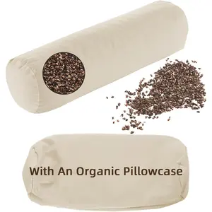 Buckwheat Pillow - Adjustable Buckwheat  Pillow(17x6) to Provide Firm Support,  Roll Pillows for Side and  Sleepers, Cylinder Bolster Pillows with  Pillowcase