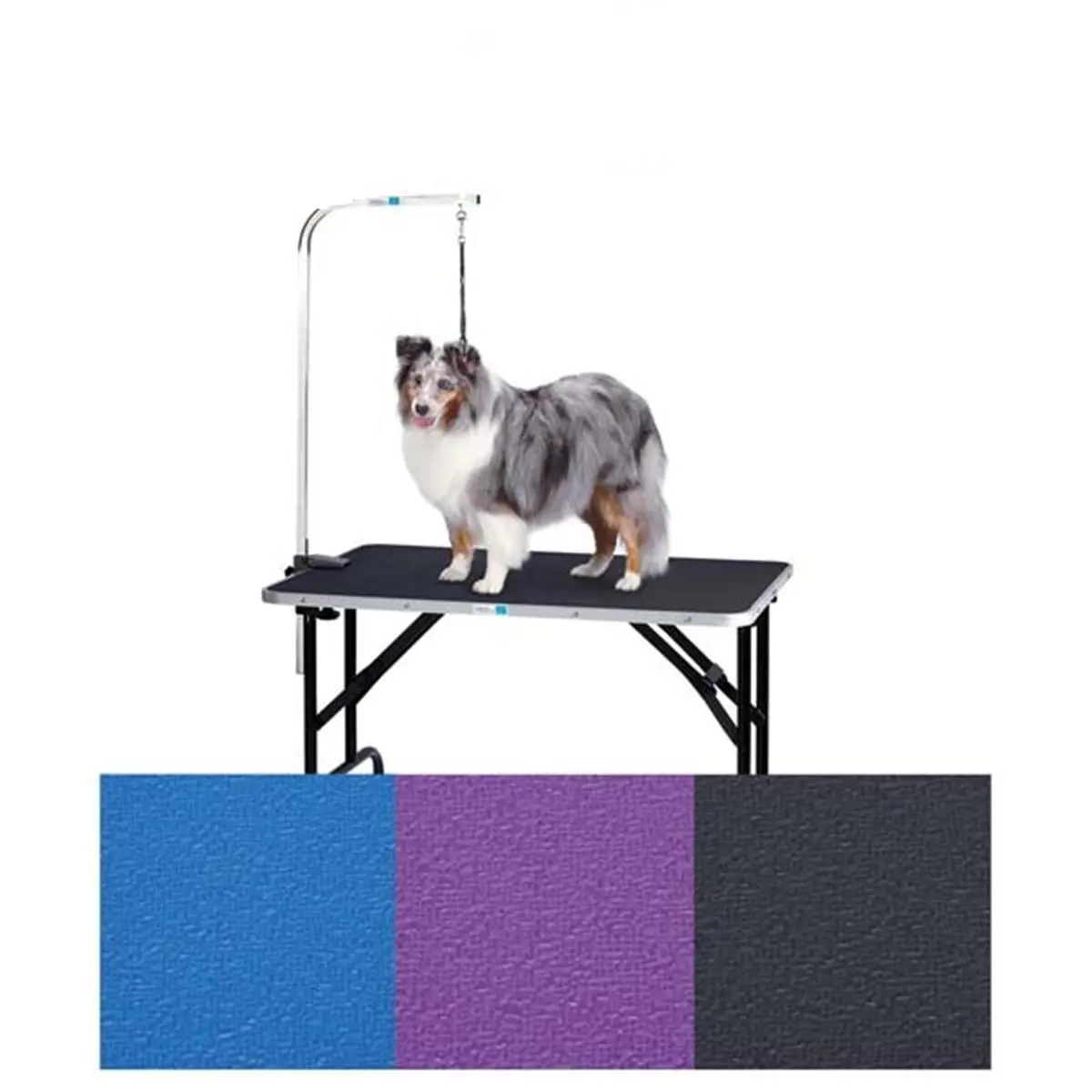 212 MAIN Commercial Foldable Grooming Table - Foldable Legs (Goal-Post Style), Waterproof Clean PVC Cover Top, Sturdy & Stable, Non-Slip Rubber Arm, Easy Cleaning & Transport, 42 x 24 x 30 in (Black), Sturdy And Stable Goal-Post Style Legs