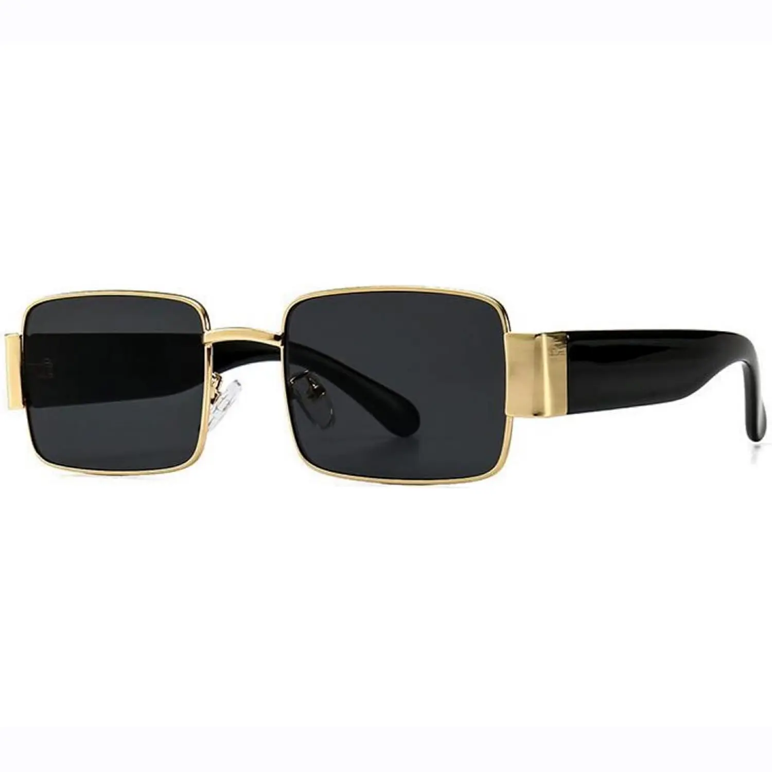 Unisex Retro Rectangle Gold Frame Sunglasses, 90's Fashionable Geometric Stylish Shades for Men and Women, Fashionable Sunglasses, Geometric Sunglasses