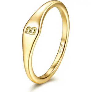 14K Plated Gold Filled Ring Initial Ring Dainty Simple Letter Band Rings Signet Stackable Pinky Alphabet Thin Thumb Rings for Women Non Tarnish Size 6 7 8 9 10