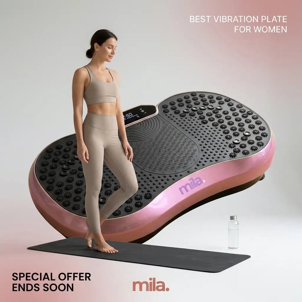 Mila High-Power Vibration Plate Exercise Machine, 350lbs Weight Capacity, App Connectivity, Bluetooth Remote Control, 5 Workout Programs for Home Gym Fitness Equipment Summer Body