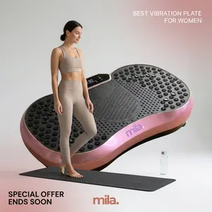 Mila High-Power Vibration Plate Exercise Machine, 350lbs Weight Capacity, App Connectivity, Bluetooth Remote Control, 5 Workout Programs for Home Gym Fitness Equipment Summer Body