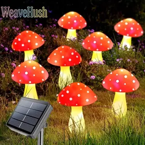 Solar Powered Glowing Mushroom Lights, Waterproof Outdoor Decorative Landscape Lights, Cute Mushroom Shaped Lawn Lamp for Courtyard, Garden, Park & Scenic Areas, RGB Night Glow Ornament Lights, Energy Saving Pathway Lighting for Patio, Yard & Outdoor Home