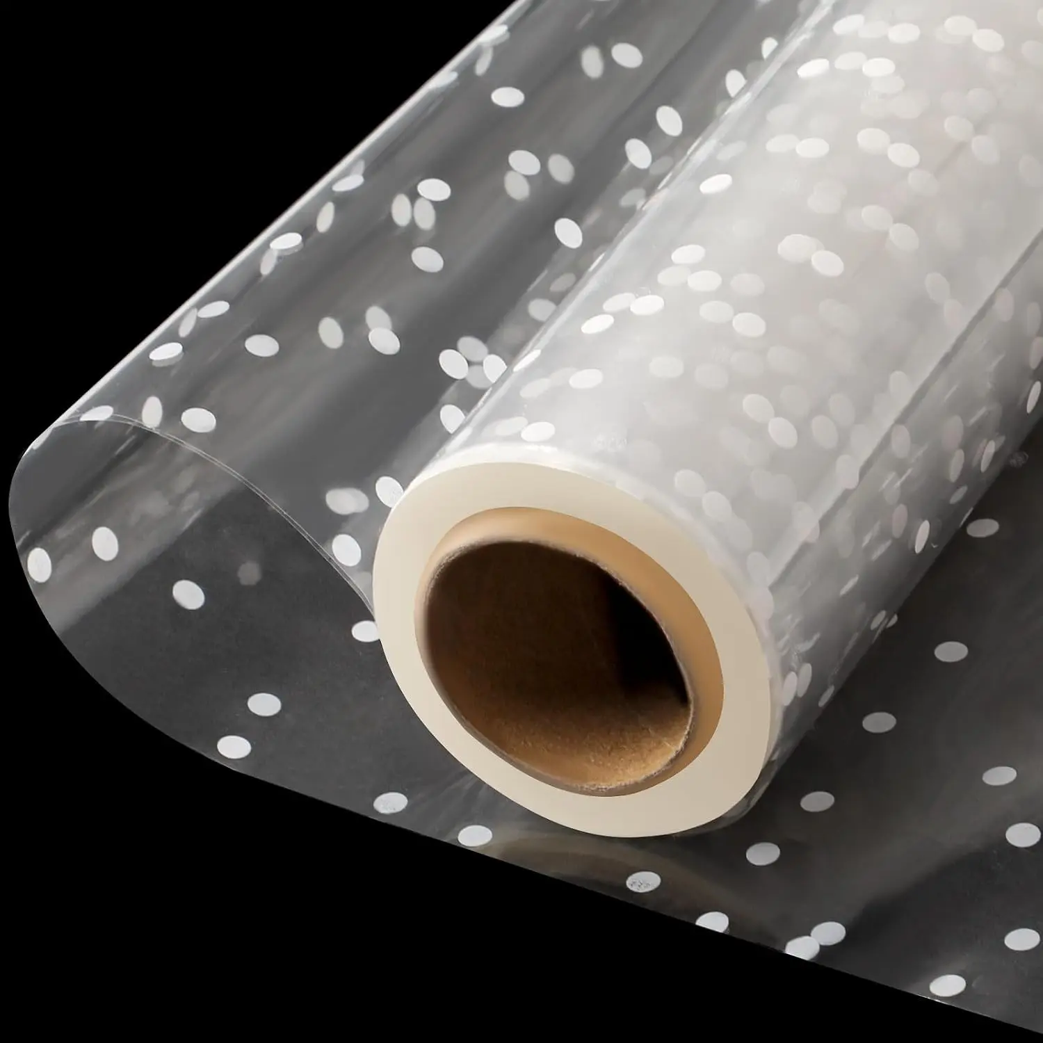 Clear Cellophane Wrap Roll, 100 Ft x 34 In White Dot Florist Paper Wrapper, Transparent 3Mil Thicker Cellophane Roll, Gift Baskets Wrap Cellophane Film for Gifts, Flowers, Christmas Wrapping