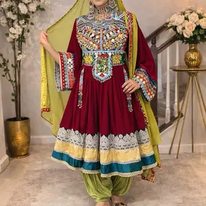 3 Piece Afghan Embroidered Dress – Elegant Party & Wedding Wear