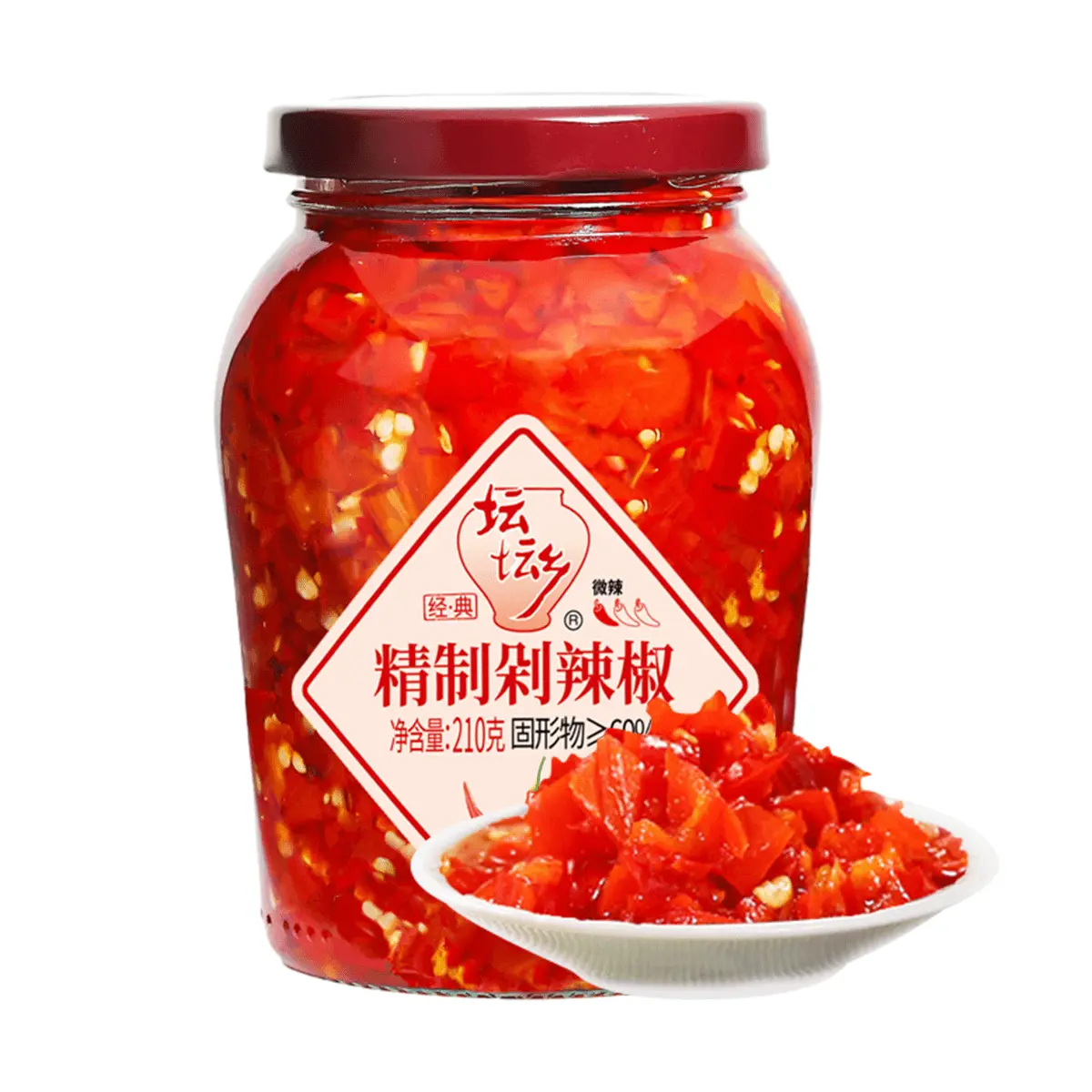 Tantanxiang Hunan Chili Sauce 210g - Authentic Chopped Chili Paste for Rice & Noodles, Spicy Condiment