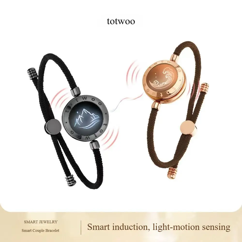 totwoo's "Mountain and Sea Vow" Sensing Couple Bracelet - A Valentine's Day Gift for Long-Distance Relationships with Remote Interaction and Vibration.