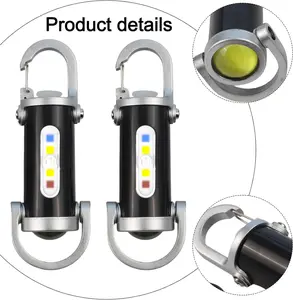 2Pcs Portable Flashlights - USB Rechargeable High Power Torch, Key Ring Pendant Work Light for Home Supplies Hanging Decor