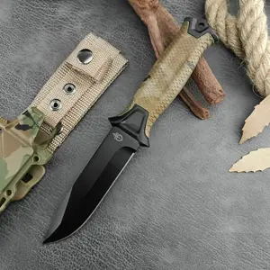 Best Seller with Sheath G1500 Hunting Fixed Blade Knife 8Cr13Mov Blade Non-Slip Rubberized EDC Cutting Adventure Tools EDC Camping Outdoor Survival Knife Stainless Steel Knives Precision Camping Tool