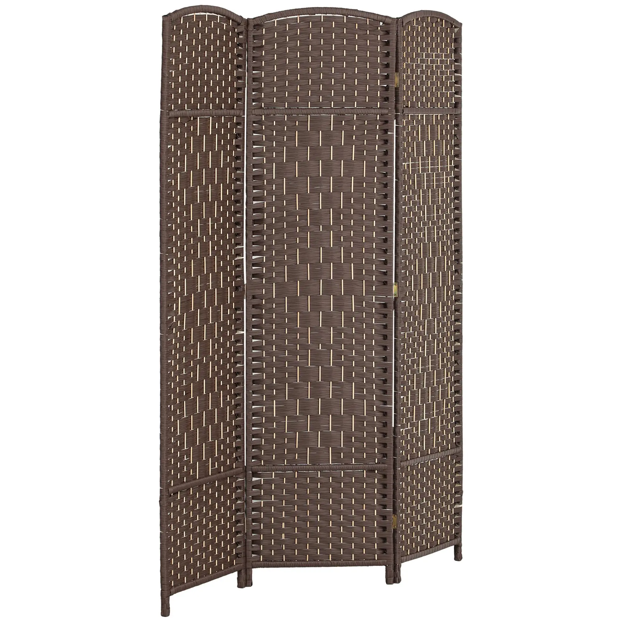 HOMCOM 4-Panel Foldable Pine Folding Room Divider Screens - 6' Tall Modern Hand-Weave Indoor Partition, Portable Freestanding for Home, Office, Portable Wall Divider