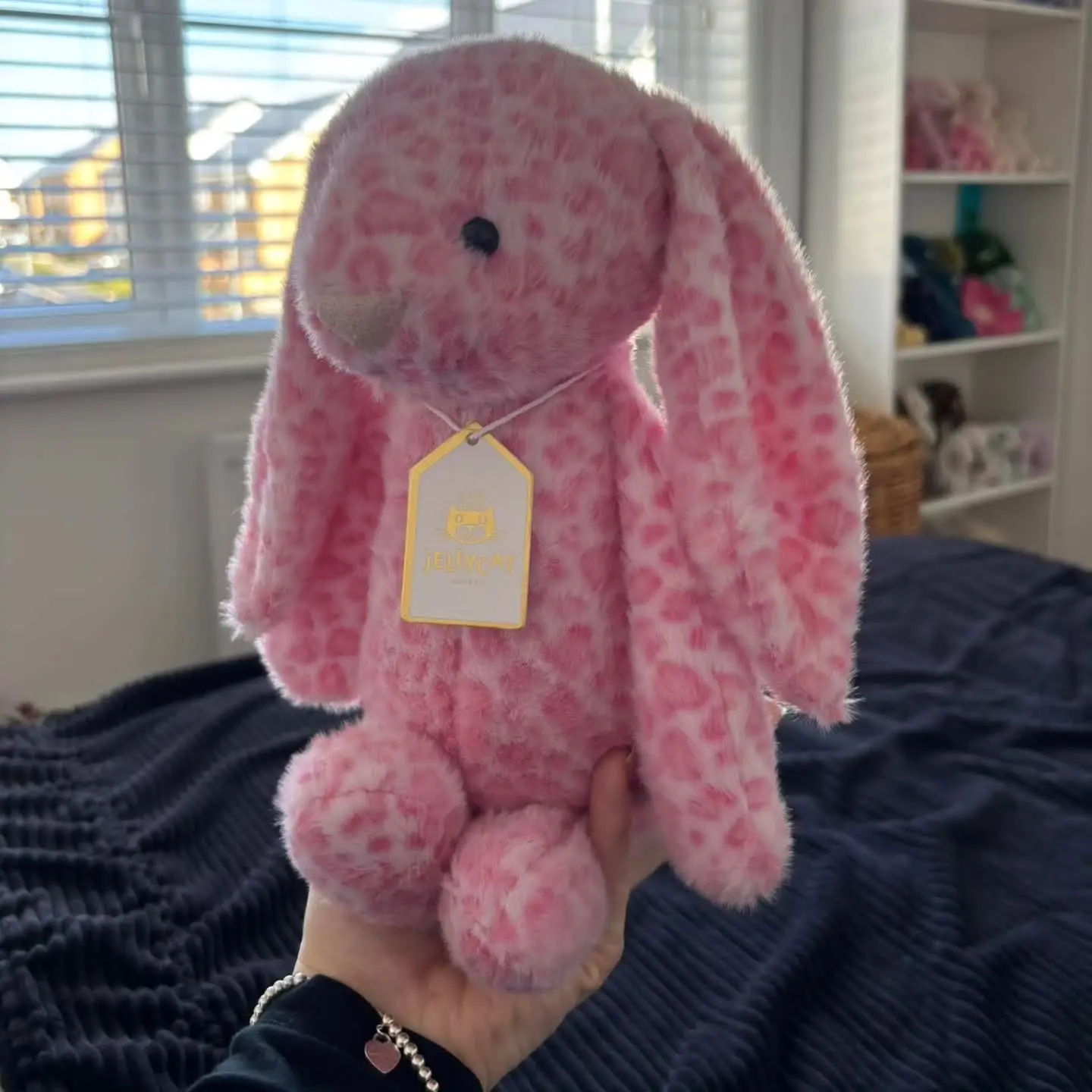 Jellycat Pink Leopard-Print Bunny – A cute, stylish plush bunny; a captivating collectible and an adorable toy for children.