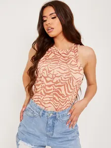 Zebra Print Nude Bodysuit