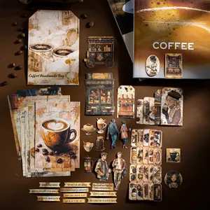 Vintage Coffee Theme Scrapbook Paper Pack, 45 Sheets/bag Lightweight Material, No Wood Components, Retro Coffee & People Design, Ideal for Journaling & Crafts Projects, Scrapbooking