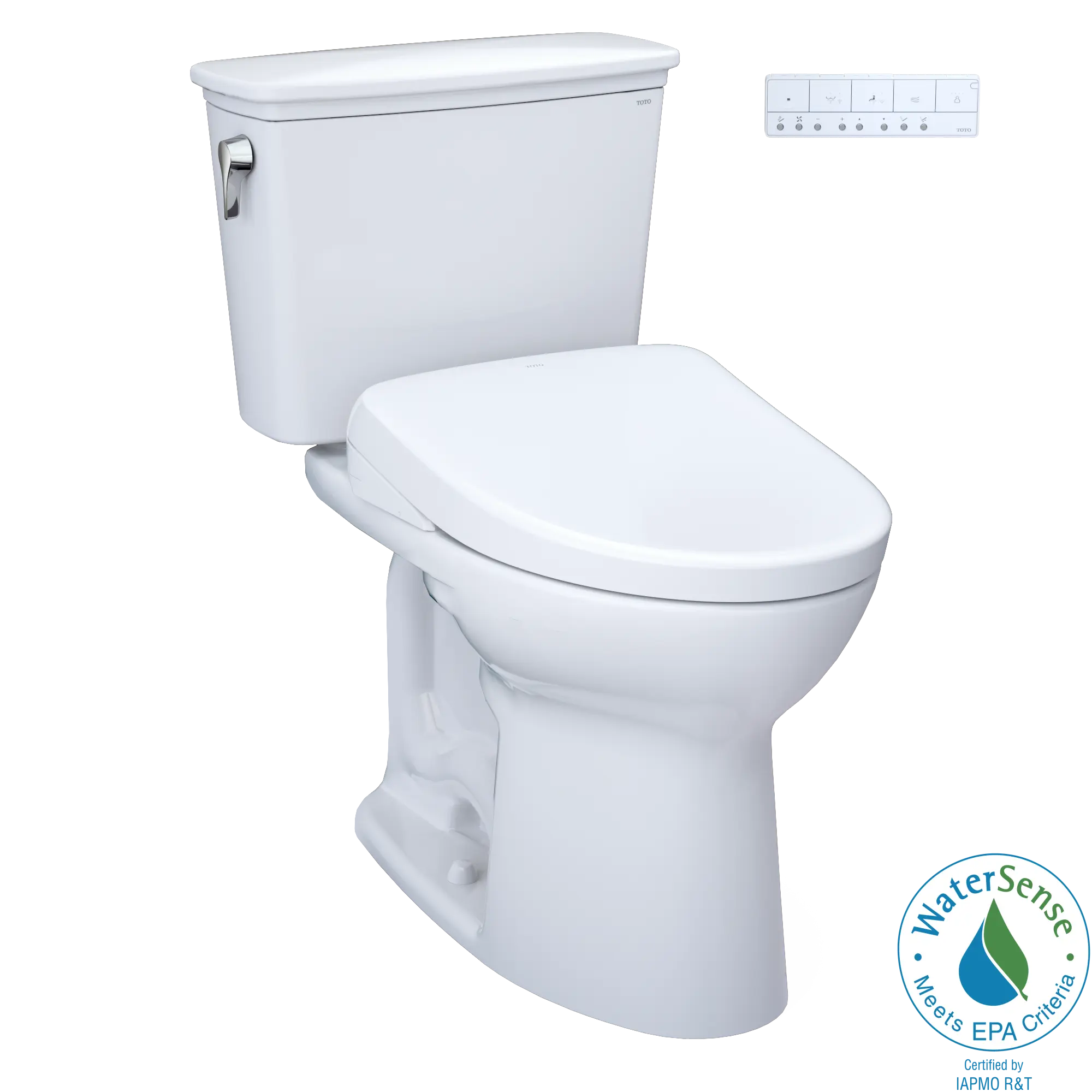 TOTO Drake Transitional WASHLET+ Two-Piece Elongated 1.28 GPF Universal Height TORNADO FLUSH Toilet with S7A Contemporary Bidet Seat, Cotton White - MW7864736CEFG.10#01, MW7864736CEFGA.10#01