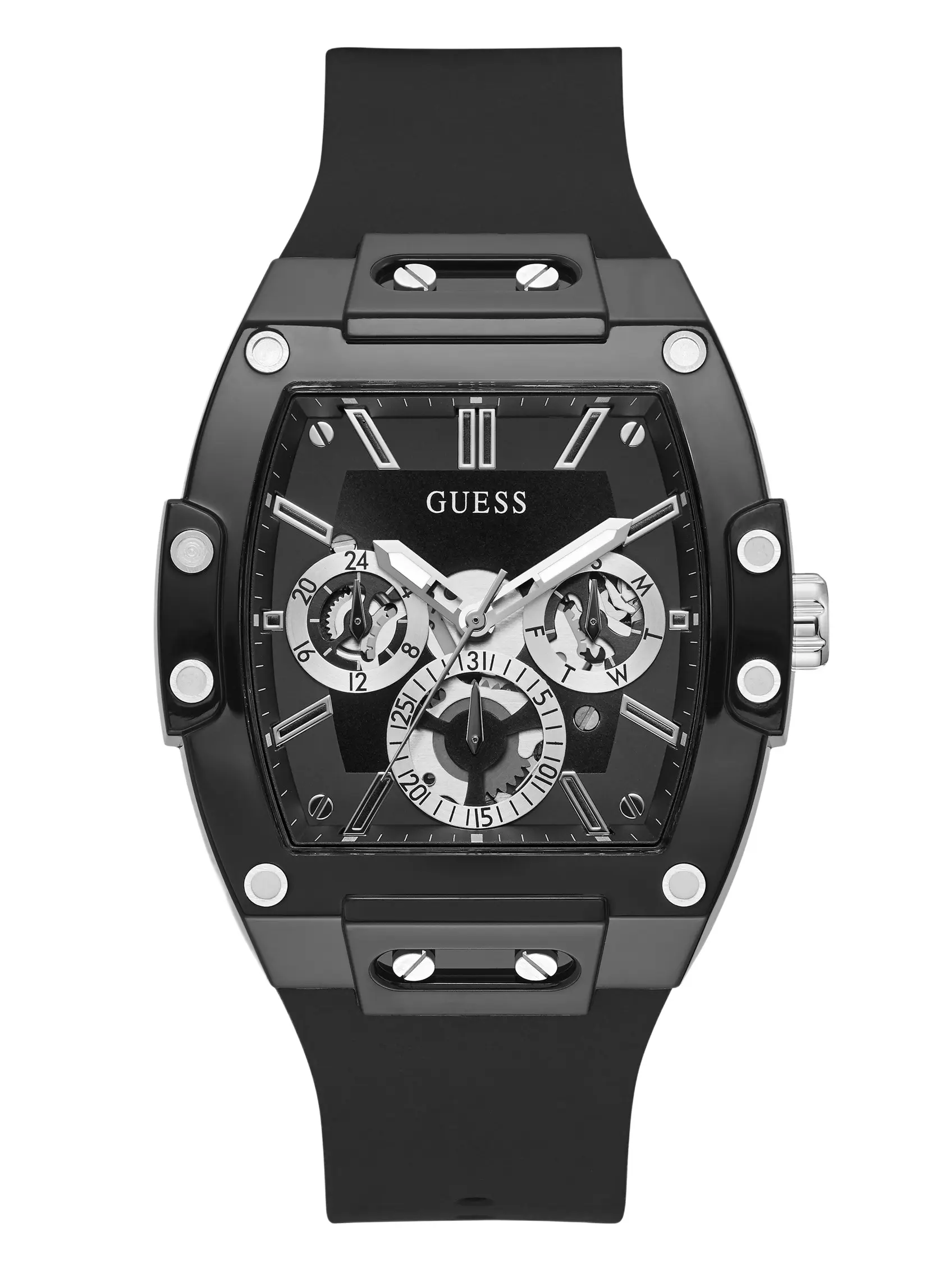 GUESS Male Black And Silver-Tone Multifunction Watch
