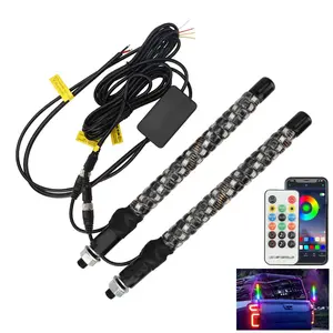 2pc 1ft RGB LED Whip Light with Remote & APP Control, Spiral Decorative Chasing Whips for Utv Atv Jeep Offroad Truck