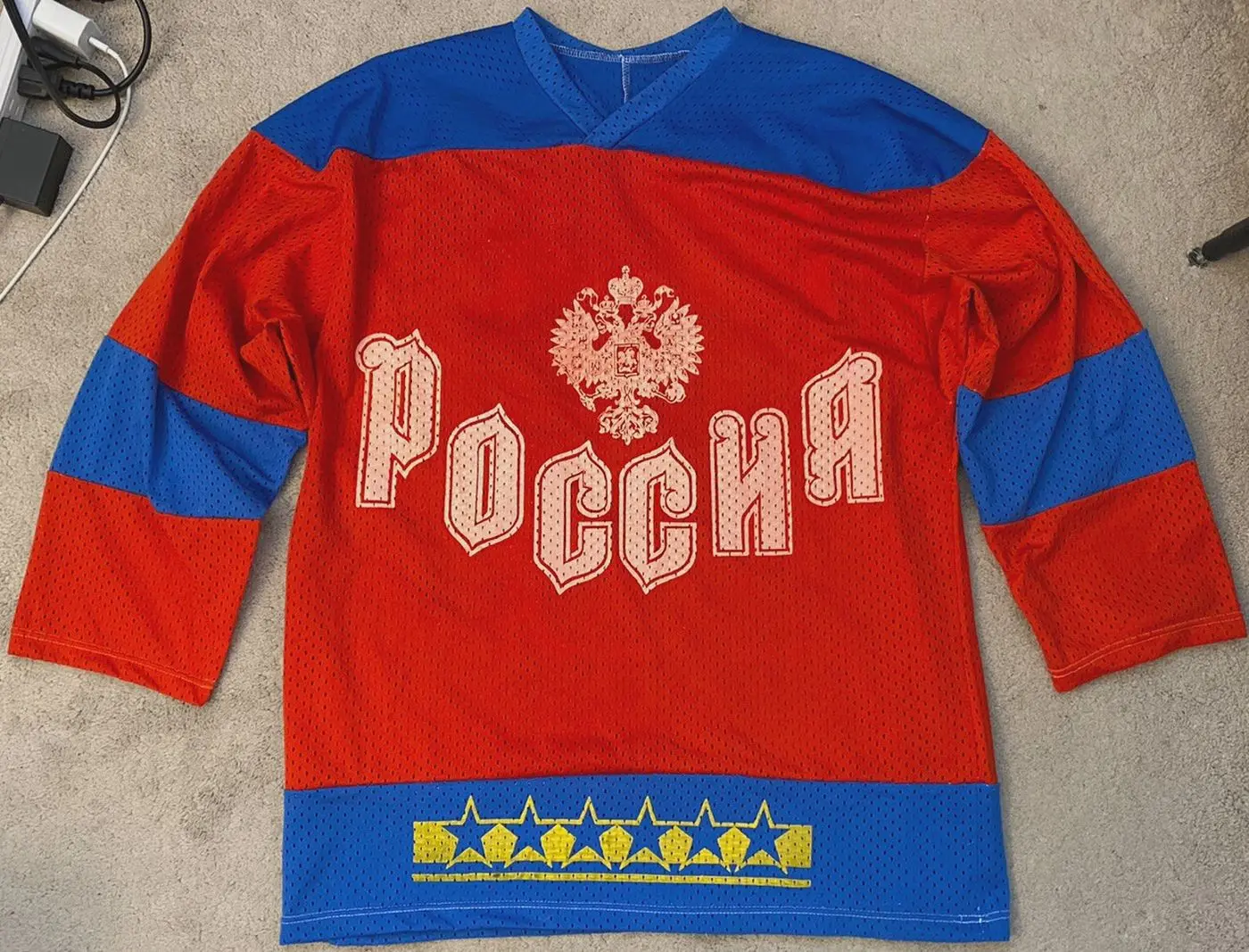 Vintage Pavel Bure Bype Russian / Russia Poccha Mesh Hockey Jersey #15 Mens XL