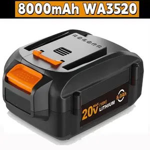 WA3520 20V 8.0Ah Lithium Battery Replacement for Worx 20V Battery WA3525 WA3575 WA3578, Compatible with Worx 20V Cordless Tools