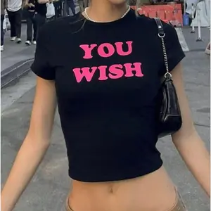 Y2K Baby Tee "You Wish", Y2K Inspired Baby Tee, Y2K Slogan Tee, Cute Y2k Shirt, Trendy Y2k Tee, Slay Era Tee, 2000s Tee, Y2k Graphic Cropped