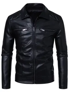 Men's Motorcycle Leather Jacket, Casual Multifunctional Slim Fit Riding Coat, Stand Collar Spring Fall Windproof Waterproof Faux Leather Jacket, Casual Jackets, Motorcycle Streetwear