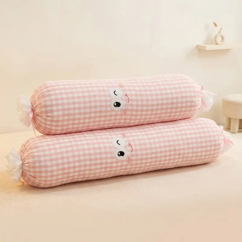 Instagram-style soft, fluffy pillow with lace trim; candy throw pillow; cute smiley face long pillow; removable and washable bed cushion—great gift