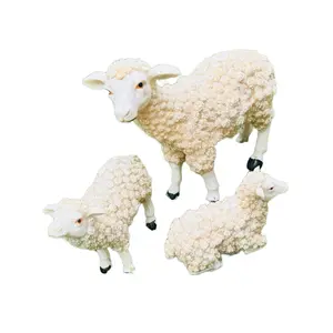 Nativity Scene Animal Ornaments Set, Christmas Decoration with 5.5in Large, 3.5in Medium, and 2in Small Lambs