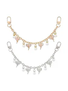 Y2K Rhinestone Bow Chain Wallet Accessory, Elegant Handmade Bag Decoration, All Seasons Fashion Jewelry