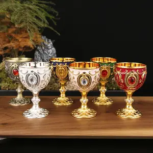 New Arrival 2pc High Footed Wine Glasses, Elegant Party Cups, Tea Water Cup Set, Religious Holy Water Goblets, Decorative Tableware, Stylish Drinkware, High Foot Design