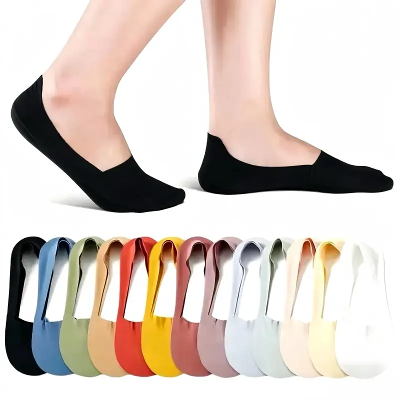 10-Pack of Women's Invisible Ankle Socks—Non-slip, breathable, low-cut design; lightweight, silky, seamless, moisture-wicking socks; perfect as invisible liners for flats, loafers, and sneakers; a must-have staple for women