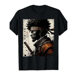 Vintage African Warrior with Katana Afro American Samurai T-Shirt