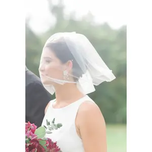 Short Birdcage Wedding Veil with Crystals + Rhinestones
