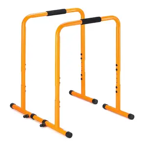 Adjustable Dip Stands for Home Gym – 4 Height Settings (30.7"/31.6"/33.5"/35.04") & 6.8" Width Adjustment (20"-26.8") – Fits All Body Types – Heavy Duty 400lb Capacity Pull Up Bar with Soft Foam Handles – For Patio, Office, Garage