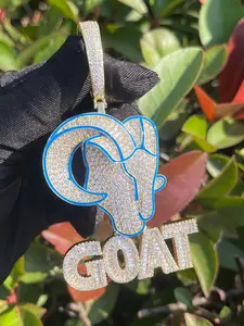 Goat Animal Hip Hop Bling Pendant Necklace for Men, Dripping Oil Design with Copper and Zircon Stones, Trendy Hip Hop Jewelry