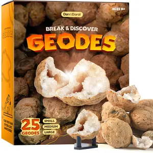 Dig & Crack Geode Rocks – Discovery Kit with Hammer & Stand for Sparkling Mineral Surprises