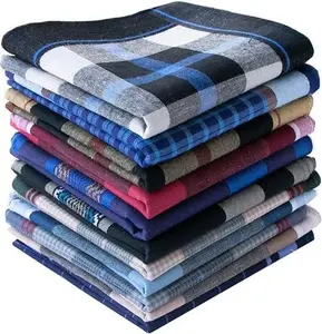 Assorted Men's Handkerchief Plaid 100% Cotton Handkerchiefs Soft Hankies