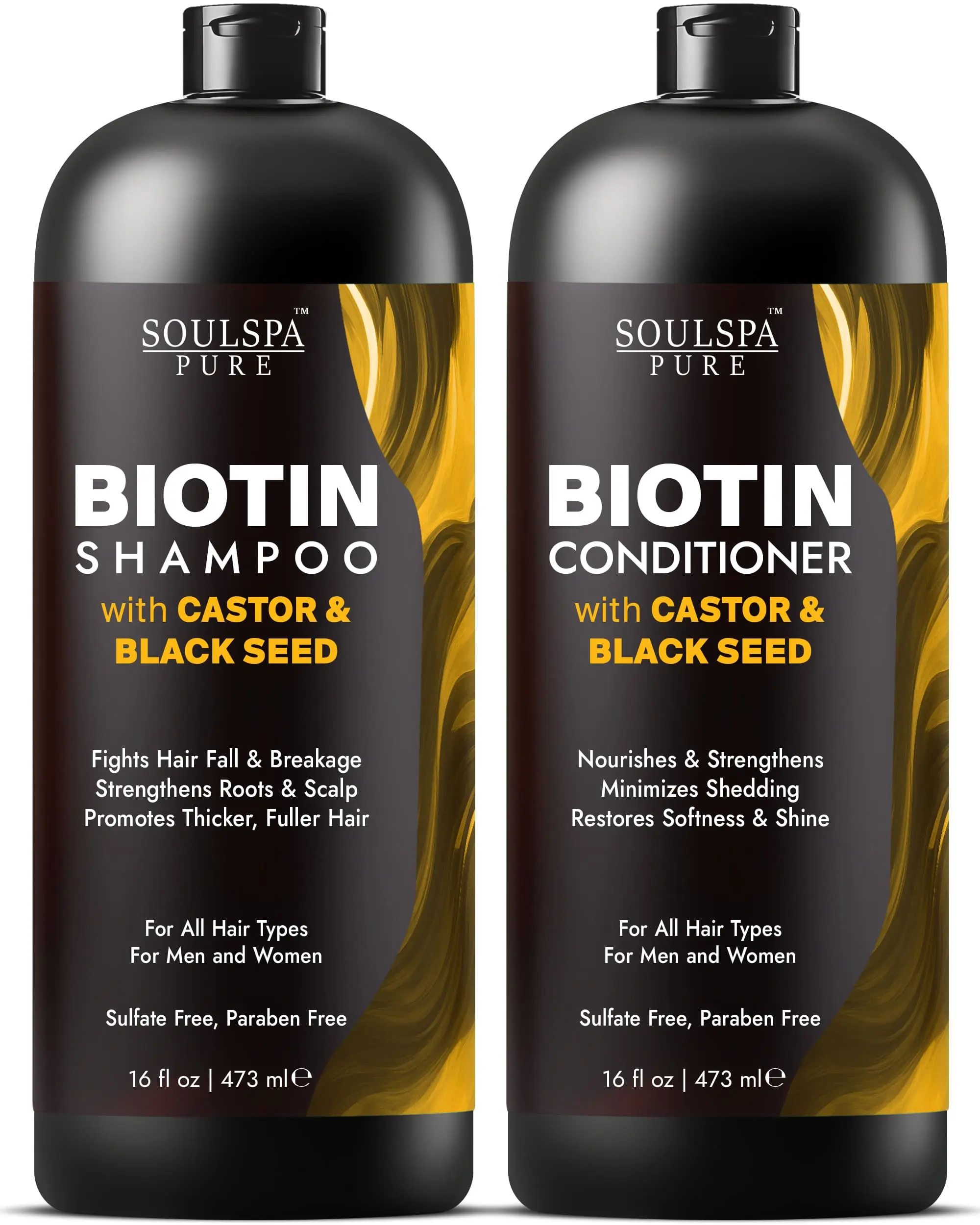 Biotin Shampoo & Conditioner Set with Castor & Black Seed Oil