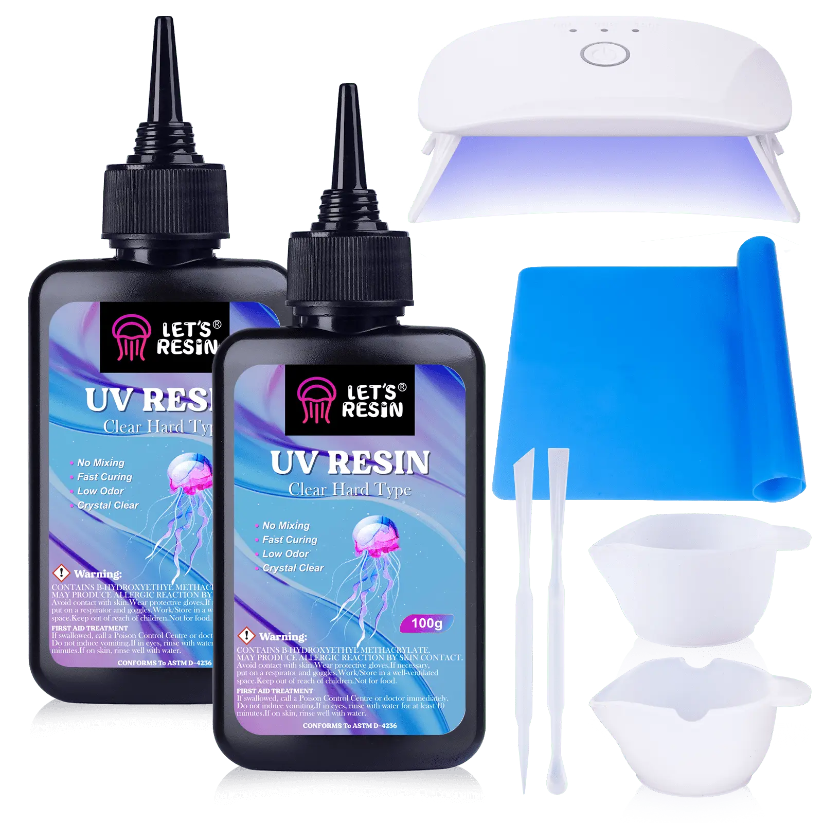 UV Resin with Light,Upgraded 200g Crystal Clear&Low Odor,UV Light,Silicone Mat,mothersdaygift, Ultraviolet Epoxy Resin Hard, Starter Kit for Jewelry,Craft Decor