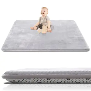 Ultra Thick Foam Baby Play Mat - 50x50 in Non-Slip Playpen Mat, Velvet Surface Cushion with Plush Support for Infant Crawling, Unisex Solid Plain Easy-Care Decoration Items for Baby Spaces
