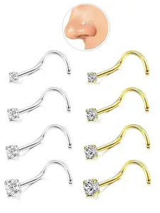 Minimalist Nose Ring, Spiral Nose Ring, Stainless Steel Nose Studs, Hypoallergenic Corkscrew Nose Piercing Stud Jewelry for Women Men, Body Jewelry for Daily