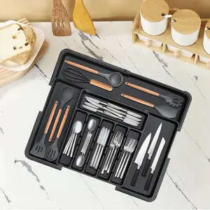 Organizer Expandable Kitchen Utensil Drawer Large BPA Free Adjustable Cutlery Silverware Tray for Spoons Forks Knives Storage