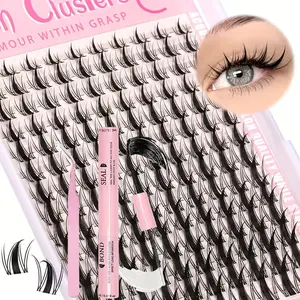 140pcs 8-18mm Fairy & Manga Eyelash, Double Head Adhesive, Special Clip, C-Roll Curling - DIY Eyelash Natural Expansion Wet Look Anime Eyelash False Eyelash Invisible Eyelash Tape Adhesive Set Volume Lash Clusters, Eyelash Extensions, DIY Volume Eyelashes