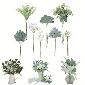 Artificial Greenery Stems Box Set – 65 Pcs with 8 Kinds of Faux Greenery Branches, Fake Eucalyptus for Wedding DIY Bouquets, Floral Arrangement, Table Centerpieces & Home Decor