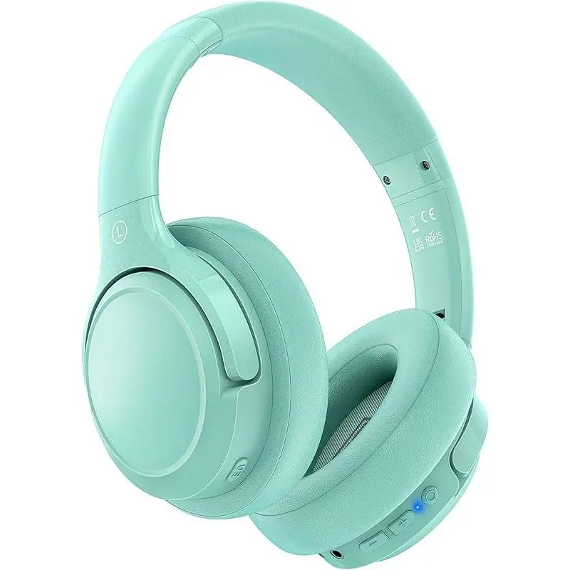 Bass Wireless Headphones - Bluetooth Foldable Over-Ear Headset, 65H Playtime, 6 EQ Modes, HiFi Stereo, Lightweight, Built-in Microphone, Connectivity Wireless Headphones for Home Office (Green), Bluetooth Audio Wireless Headphones