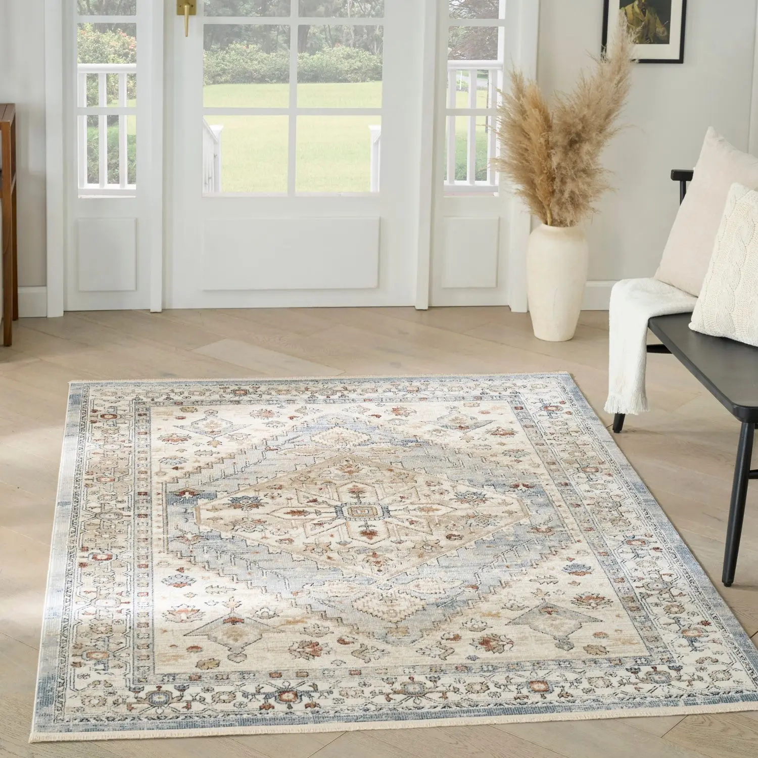 Nourison Pardis Medallion Vintage Indoor Rug, Earth-Tone Antique Classic Area Rug, Earth-Tone Area Rugs, Antique Area Rugs